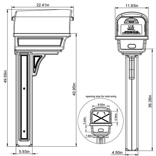 US Mailbox Elite with Pole (Black, Bundle)