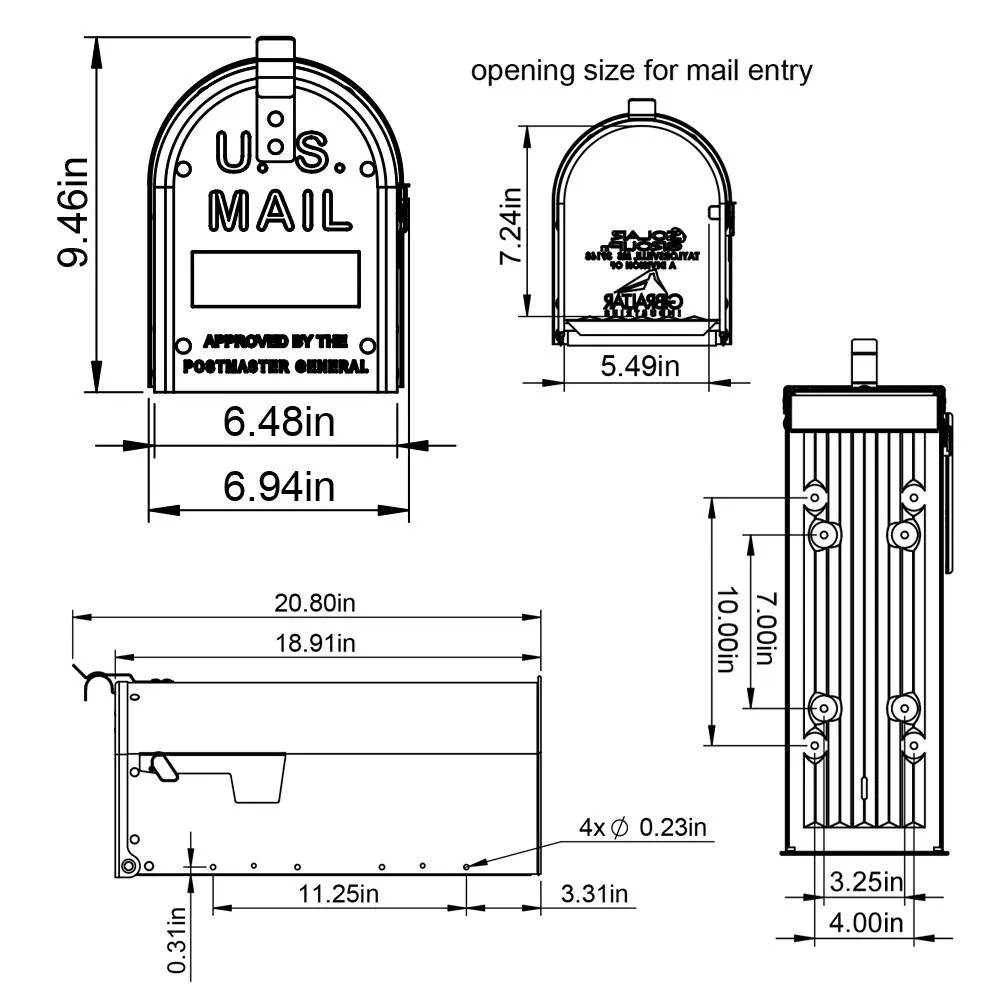 Boîte aux lettres US Elite Noir / Taille M
